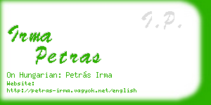 irma petras business card